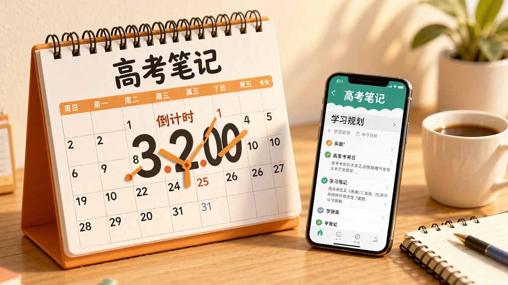 һ��AI���ɵ�ͼƬ��������һ��������ʱ����ϵ����泡���������ϱ�ע�Ÿ߿�����ʱ���Ա���һ���ֻ���ʾ�߿��ʼǵ�ѧϰ�滮ҳ�棬�����ϻ��п��ȱ��ͱʼǱ��������ܰ��־��ɫ�����������ʸɾ�������Ϊ���߿��ʼǡ�