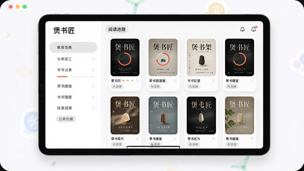 ���齳��ܹ�������չʾͼ������Ϊƽ���豸�����ڷţ�����Ϊ�����ർ�����Ҳ��鼮���񣬷��Ϊ���Բ�ǿ�Ƭʽ��ƣ�ϸ�ڰ�����������ͼ���Ķ����Ȼ��������ǩ������ϸ�壬�������࣬�޶���Ԫ��