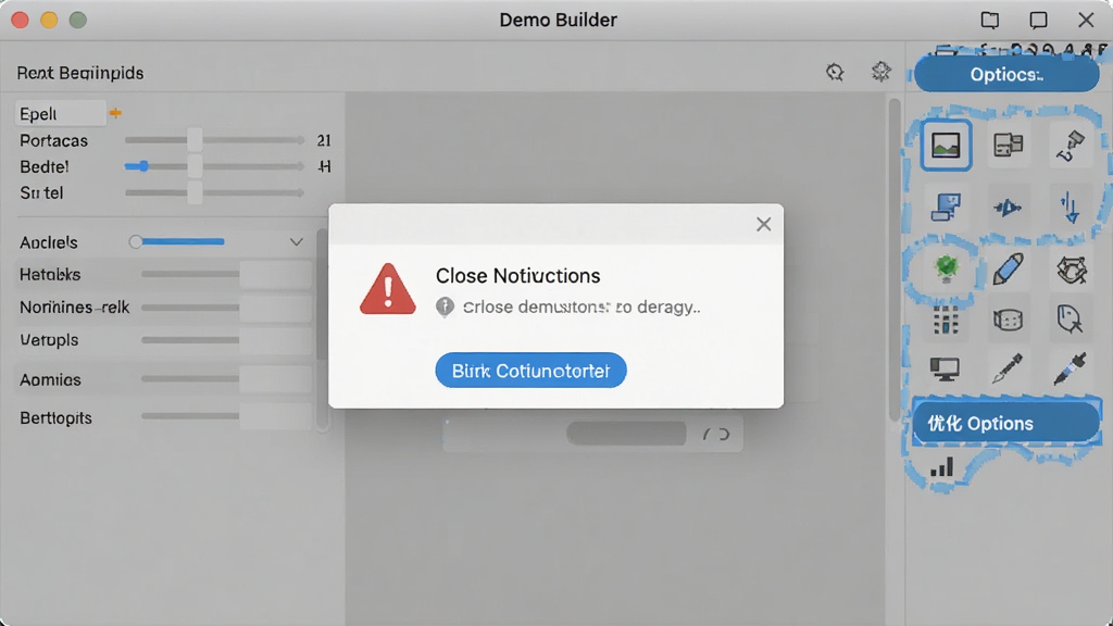 Demo Builder ���ֲ��������ͼ��չʾ¼������������ע���������������к�ɫ��ʾͼ����ʾ�رյ���֪ͨ����ɫ������ʾ�Ż�ѡ����岼�������������ʵ�ã����廭�ʣ��޶���װ��