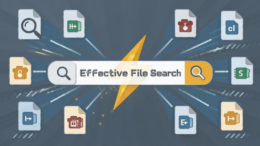 һ�Ÿ���ʾ��ͼ������Ϊ Effective File Search ��������������ͼ���ϣ�����Ϊ�������������ⷢɢ�ļ�ͼ�꣬�Ű�Ϊ���ҶԳƣ����Ϊ��ƽ���Ƽ��У�ϸ�ڰ����Ŵ󾵡��ļ�����Сͼ�����ٶ����������ʸ��壬����ɾ����޶���Ԫ��
