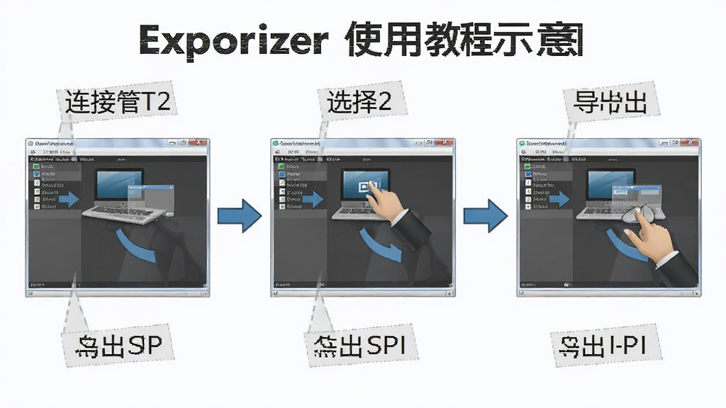 Exportizer ʹ�ý̳�ʾ��ͼ������Ϊ������Ļ��ʾ�����������裬����Ϊ�ֲ���ͼ���У��Ű������չʾ���ӡ�ѡ�񡢵��������׶Σ����Ϊ��ѧͼʾ��ϸ�ڰ�����ͷָ�������ֱ�ע�����������ɾ��޶���Ԫ��
