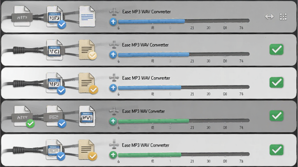 һ�ű���������Ƶת����ͼƬ�����������Ƕ�����Ƶ�ļ����н��� Ease MP3 WAV Converter �������У�����Ϊ�����б���ʽ�����Ϊ�������ϸ�ڰ�������ļ�ͼ�ꡢ��������ת����ɱ�ǣ����ʸ��壬�ɾ����޶���Ԫ�ء�