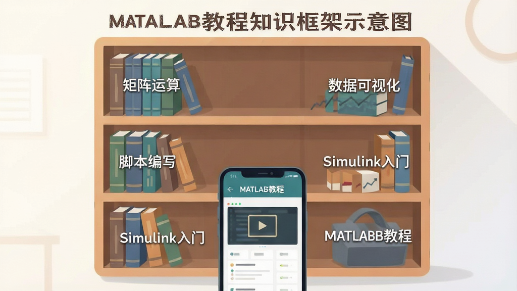 MATLAB�̳�֪ʶ���ʾ��ͼ����������Ϊ�ֲ���ܽṹ��ÿһ�����һ��ѧϰ�׶Σ�����ϰڷ��ű�ע���������㡱�����ݿ��ӻ������ű���д����Simulink���š����������鼮�����ǰ��һ���ֻ�չʾMATLAB�̳�Ӧ�ý��棬���Ϊ��ƽ���廭��ϸ�ڰ�����͹�Ӱ�����������ֱ�ǩ�������������ɾ����޶���Ԫ��