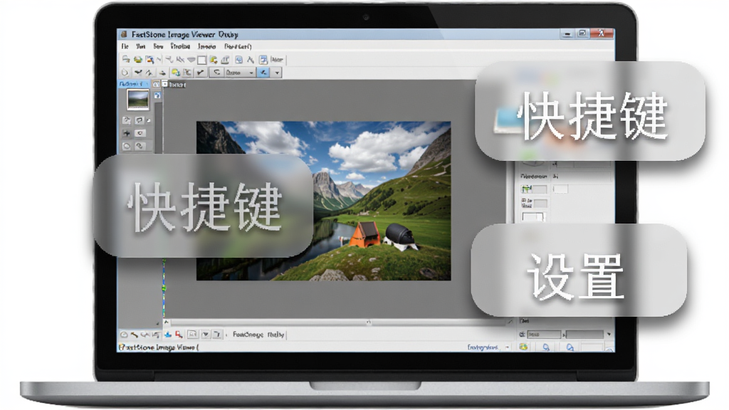 ����չʾһ̨�ʼǱ�������Ļ����Ļ�� FastStone Image Viewer ����������ʾһ��ͼƬ�ı༭���棬�Ա߸��ֳ�������͸������ʾ��ǩ���ֱ�д�� 