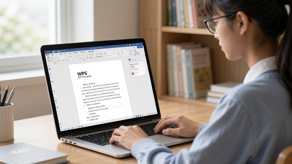 WPS Office������ɾ��޹��ı༭���棬����չʾһ��ѧ���ڱʼǱ�����ǰרעʹ��WPS�༭�ĵ�����Ļ��û���κι�浯�����������������������������������ܣ��������дʵ��������ͣ����ʸɾ����޶���Ԫ�أ�������Ⱦ