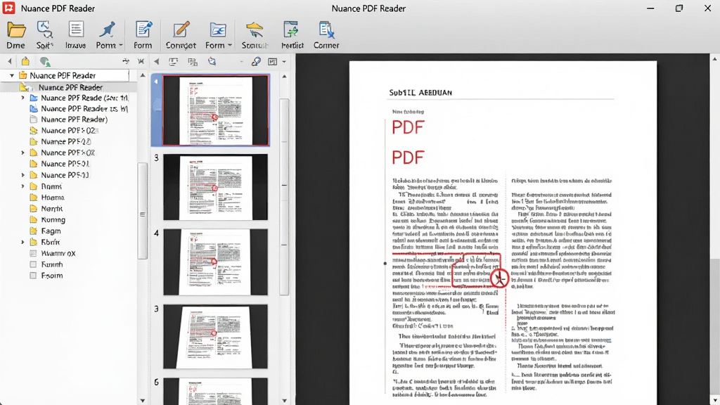 Nuance PDF Reader ���������棬����Ϊ�򿪵�һ�ݶ�ҳ PDF �ĵ��������ʾ��ǩ������ͼ���������Ҳ�Ϊ�ĵ��Ķ����򣬶��������������򿪡����š���ע��������ת����ͼ�꣬���������������Ű���þ���칫�������ϸ���ϳ���ǳ��ɫ���������ɫ�ĵ������Աȣ����ʸ��壬����ɾ����޶���Ԫ��