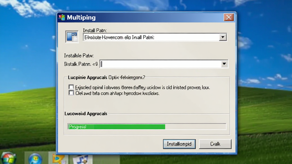 һ��չʾMultiping������Windowsϵͳ�ϰ�װ�����ͼƬ�������ǰ�װ�򵼴��ڣ�����Ϊ���й�ͼ����������ʾ��װ·��ѡ�������Э��ѡ��Ű��࣬���Ϊ����Windows��װ������ϸ�ڰ�����װ��ť��·������򡢽����������ʸ���ɾ��޶���Ԫ��