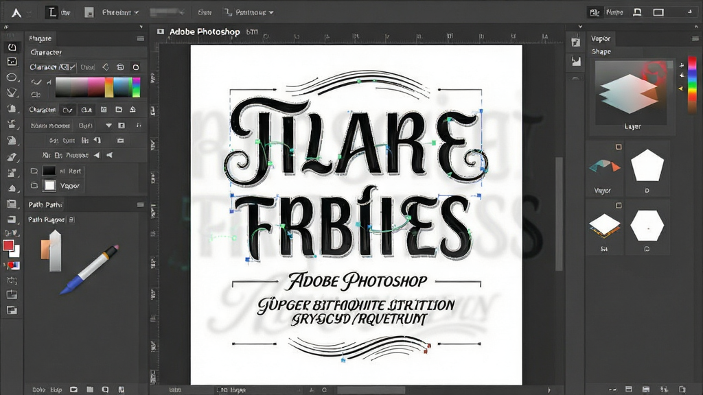 һ��չʾ Adobe Photoshop �����Ű湦�ܵ�ʾ��ͼ������Ϊ��������������������ʸ����״��ϵĺ�����Ƹ壬����Ϊ���й�ͼ���Ű�չʾ�������֡���������װ�����������Ϊ�ִ�ƽ����Ʒ��ϸ�ڰ����ַ���塢·���������ߡ�ʸ����״ͼ��ͼ�꣬���ʸ��壬�ɾ����޶���Ԫ��