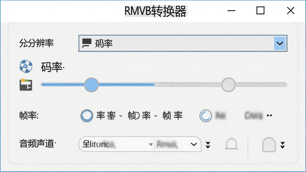 RMVBת�����������������棬��������ʾ�ֱ��������˵������ʻ��顢֡��ѡ���Ƶ����ѡ��������ÿ��ѡ���Ա����м���ͼ��˵�����������ǳɫ���⣬������������Ļ�б�ע��RMVBת���������֣����ʸ��壬���רҵ��࣬�޶���Ԫ��