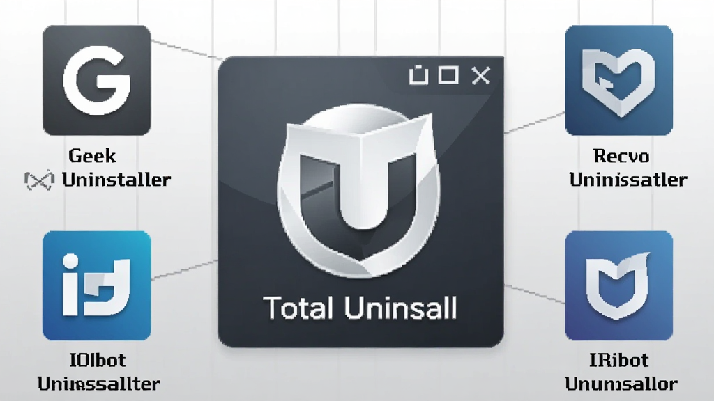Total Uninstall ��ͬ��ж�ع��߶Ա�չʾͼ������������ Total Uninstall ������ͼ�꣬��Χ������ Geek Uninstaller��Revo Uninstaller��IObit Uninstaller �Ⱦ�Ʒͼ�꣬�����Ǽ���ǳ��ɫ���䣬�����������Լ��ͼ���������������ʸɾ����޶�������Ԫ��