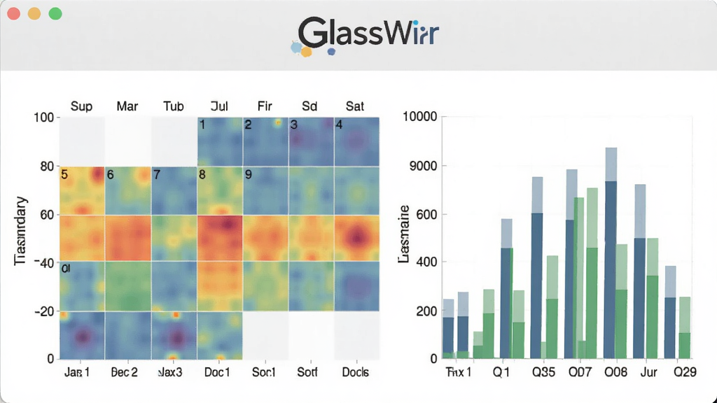 һ��GlassWire��ʷ����ͳ�ƽ������ͼ����������ʾ��������ͼ����״ͼ������Ϊ���ڣ�����Ϊ������С��������GlassWire��־�������������񣬻��ʸɾ����޶���Ԫ��
