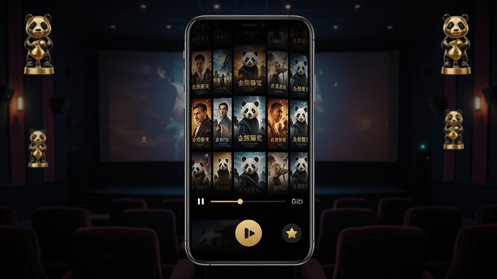 ����è��App��Ʒչ�����棬�ֻ���Ļ��չʾ��Ӱ����ǽ�벥�Ű�ť������Ϊ��ɫӰԺ��������׺��ɫ��è����ͼ��������Ϊ�ֻ�����Ļ���ݣ����ֲ��þ��й�ͼ���Ű�������£�������ʽӰ���У�ϸ�ڰ������Ž������������ʶ���ղ�ͼ�꣬���ʸ��壬�ɾ����޶���Ԫ��