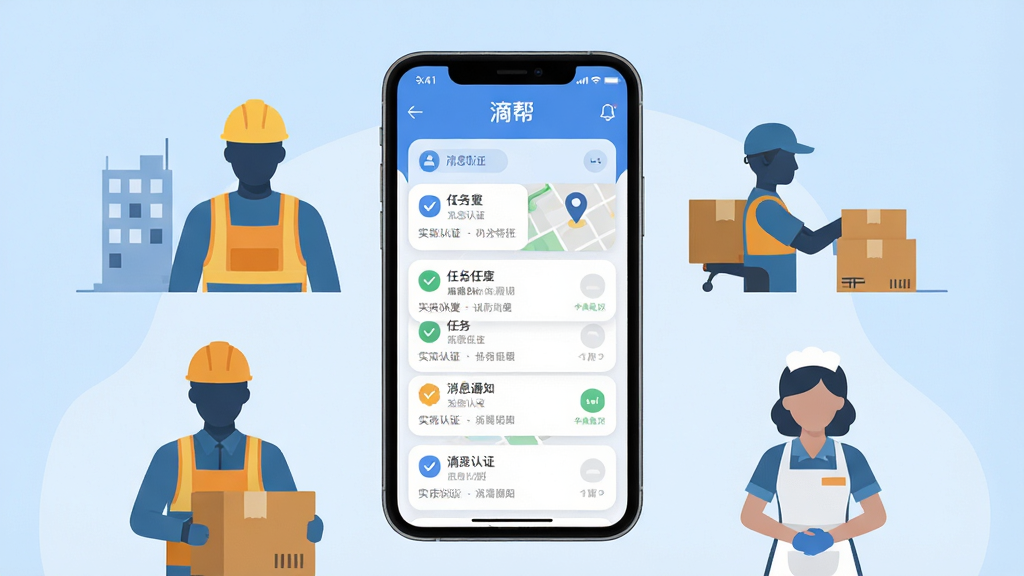 �ΰ�APP������չʾͼ�������������һ�������ֻ�����Ļ����ʾ���ΰӦ����ҳ�����������б�����ͼ��λ����Ϣ֪ͨ��ģ�飬����Ϊǳ��ɫ���䣬��Χ���ƽ������ˡ����Ա���������̵�ְҵ�����Ӱ�����ֲ��þ��й�ͼ�����Ϊ��ƽ���Ƽ��廭��ϸ�ڰ���ͼ��Բ�ǡ���Ƭʽ����չʾ��ʵ����֤��ʶ�����������ɾ����޶���Ԫ��