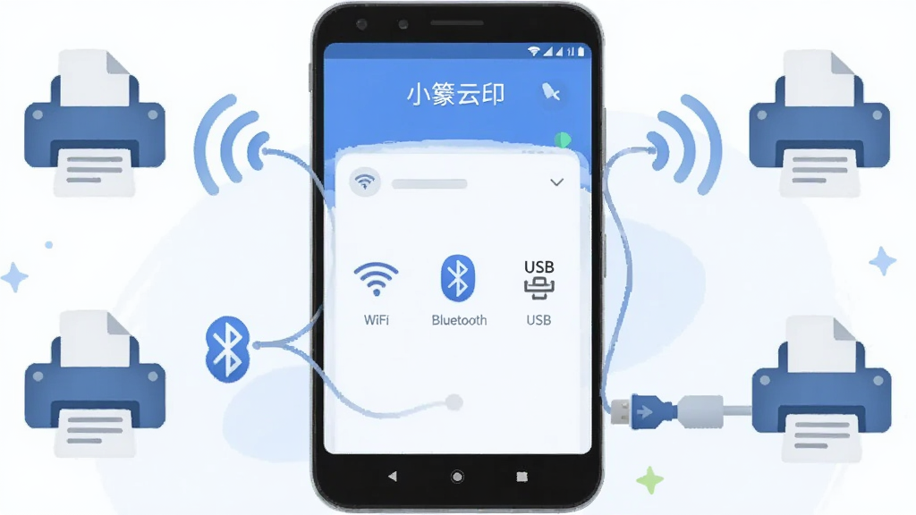 һ����׿�ֻ���Ļ��ʾ��С׭��ӡ�����豸�������棬������ͬʱ����WiFi��������USB�������ӷ�ʽ��ͼ�꣬��Χ��������ӡ��ͼ��ֱ�ͨ�������źš��������ź����������ֻ����������������͵ı�ƽ���廭�����ɫ��Ϊ��ɫ�Ͱ�ɫ�����־��жԳƣ�ϸ�ڸɾ��������������޶���Ԫ�ء�