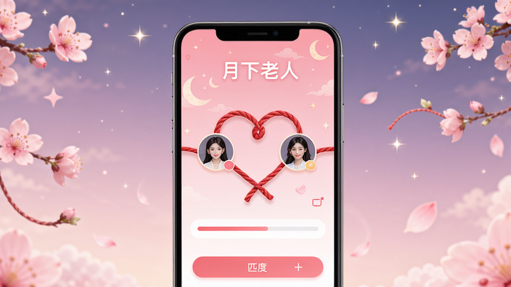 ����չʾһ�������ֻ���Ļ����Ļ����ʾ��������App��Ե��ƥ����棬����������һ�����Ƴ����εĺ������������û�ͷ�񣬱���Ϊ����ɫ���䣬��Χ��׺�һ����ǹ⣬�ֻ��Ϸ��ð�ɫ�����ע