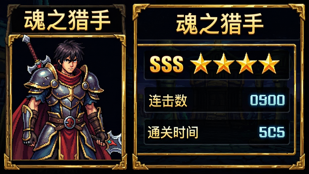����չʾ��֮���ֵĹؿ�������棬����Ϊ����ɫ���桢�Ҳ����ֱ����Ű����SSS���֡���������ͨ��ʱ��������������Ϊ�ֻ�����UI��ϸ���н�ɫ�߿򡢰�ɫ�������������֣����ʸ��塢�ɾ����޶���Ԫ�أ����������ֱ�ע����֮���֡�