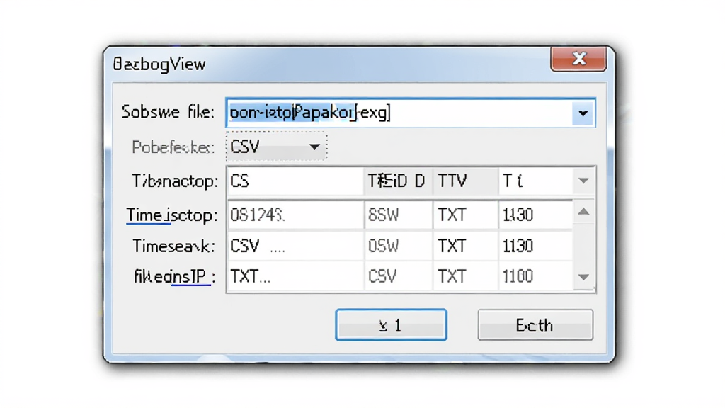 DebugView������������־�ļ�����Ի��򵯳��������Ǳ��水ť���ļ�·��ѡ��򣬲���Ϊ�Ի��������ʾ�����ΪWindowsԭ���Ի�����ϸ�ڰ����ļ���ʽ�����˵�CSV��TXTѡ�ʱ����С�����ID�У����ʸ���ɾ��޶���Ԫ��