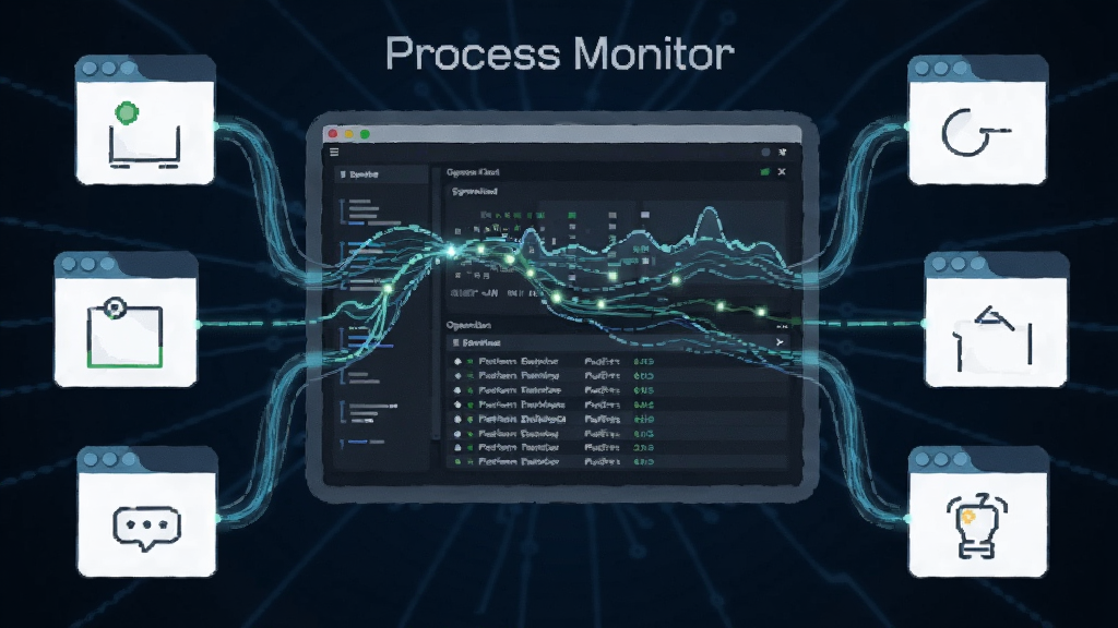 һ��չ��Process Monitorʵʱ��ع��ܵ����ֲ廭�������ж������ͼ��ͨ��������������ӵ�����ļ����壬�������ʾ���������������Ͳ�����¼������Ϊ����ɫ�Ƽ���񣬴���'Process Monitor'�������������������ʸߣ��ɾ��޶���Ԫ��