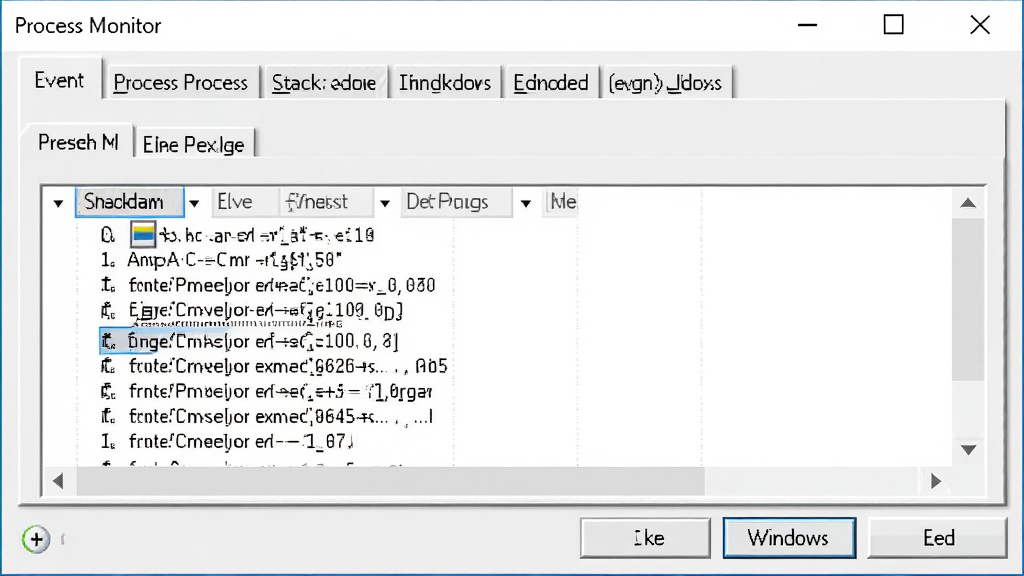 һ��Process Monitor�¼����ԶԻ���Ľ����ͼ���Ի�����չʾ�Ŷ����ǩҳ�������¼������̡���ջ�ȣ����ж�ջ��ǩҳ��ʾ�ź��������б������ڷ��ΪWindowsԭ���ؼ����������������ʸߣ��ɾ��޶���Ԫ��