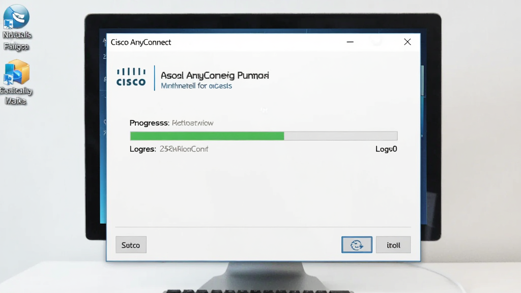һ��չʾ Cisco AnyConnect �� Windows �����ϰ�װ���̵�ͼƬ����������ʾ��װ�򵼴��ڣ����������ڼ��أ������Ǹɾ������滷�������ּ�࣬���дʵ��ϸ�����������ʸ��壬�ɾ����޶���Ԫ��