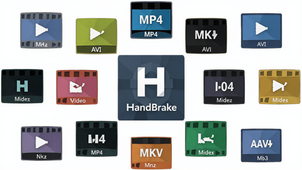 HandBrake��������չʾͼ������Ϊ�����Ƶ��ʽͼ�껷��������־�����ֳʷ���״���У��Ű�ͻ����ʽ�����ԣ�������ƽ����ƣ�ϸ�ڰ���MP4��MKV��AVI�����ֱ�ǩ�����������ɾ��޶���Ԫ��
