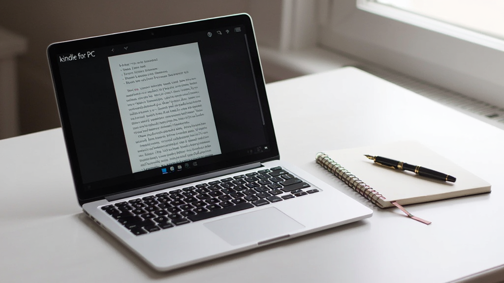 һ̨�򿪵ıʼǱ����ԣ���Ļ����ʾ Kindle for PC �Ķ����棬�Ա���ֽ�ʱʼǱ��͸ֱʣ��������࣬��Ȼ�����룬�����Χ�����ʺ��Ķ������ʸ��壬�ɾ��޶���Ԫ��