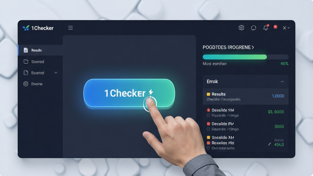 һ��չʾ1Checkerһ����鹦�ܵ�ͼƬ�������������������棬һ����Ŀ�ļ�鰴ť�����£��Ҳ��������ʾ�����ɣ������б��Զ����ɡ�����Ϊ�����Ű棬���Ϊ�ִ��Ƽ��磬ϸ�ڰ�����ť���������ȶ���������б������������ɾ����޶���Ԫ�ء�