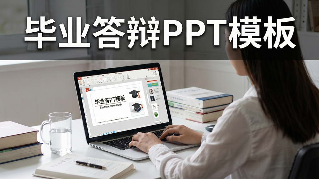 һ��չʾ�û��ڵ���ǰʹ�ñ�ҵ���PPTģ��༭�����ʾ�ĸ�ĳ���ͼ����������Ϊ����ҵ���PPTģ�塱���ֱ�ʶ��������������ǰ�����ʼǱ����ԣ���Ļ����ʾPPT�༭���棬����Ϊ������С���Ļ���������ɼ������Ϊдʵ�칫������ϸ�������������бʼǱ���ˮ�����ο��鼮����Ʒ�����ʸ��壬����ɾ����޶�������Ԫ��