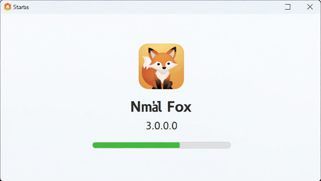 XML Fox 安装完成界面,主体为软件启动画面,布局为居中图标与版本信息,排版简洁,风格为清爽浅色商务风,细节包含软件 Logo、版本号“3.0.0.0”、启动进度条,画质清晰,干净,无多余元素