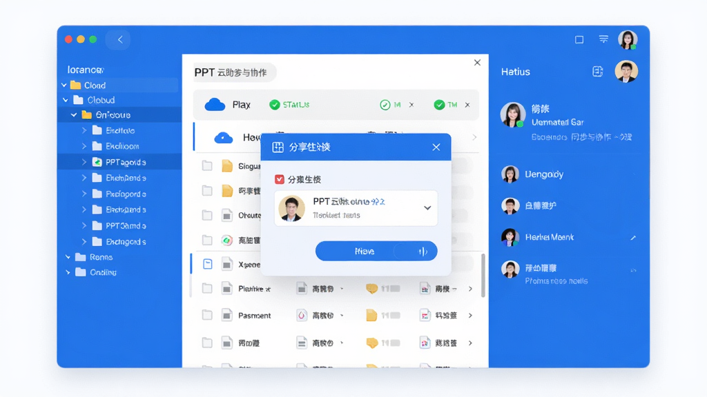PPT������ͬ����Э�����ܵĽ���ʾ��ͼ������Ϊ����������չʾ���ƶ��ļ��б��ͷ����������ɵ���������Ϊ����ļ����Ҳ�������壬���Ϊ�ִ��Ƽ�������ϸ���ϴ���ͬ��״̬ͼ����û�ͷ�񣬻��������ɾ��޶���Ԫ��