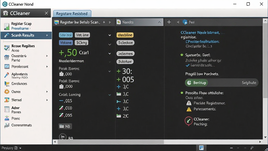һ��չʾ CCleaner ע����������ܵ�ͼƬ������Ϊ���������е�ע���ɨ�����б�������Ϊ��๦�ܲ˵����Ҳ��������飬�Ű�ͻ����ʾɨ�赽��ע����������������Ϊרҵ�����������棬ϸ�ڰ�����������ǩ���޸���ť�ͱ�����ʾ�����ʸ��壬�ɾ����޶���Ԫ�ء�