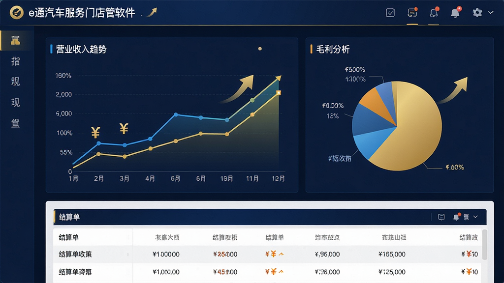 һ��չʾe��ͨ���������ŵ�����������񱨱�ģ���ͼƬ����������Ϊ����������Ӫҵ��������ͼ��ë��������ͼ���·�Ϊ���㵥�б������������������������ɫͼ����������ɫ�����ߣ���ɫ�������ͽ�ɫΪ����ϸ��������ҷ��ź�������ͷ�������������ɾ����޶���Ԫ��