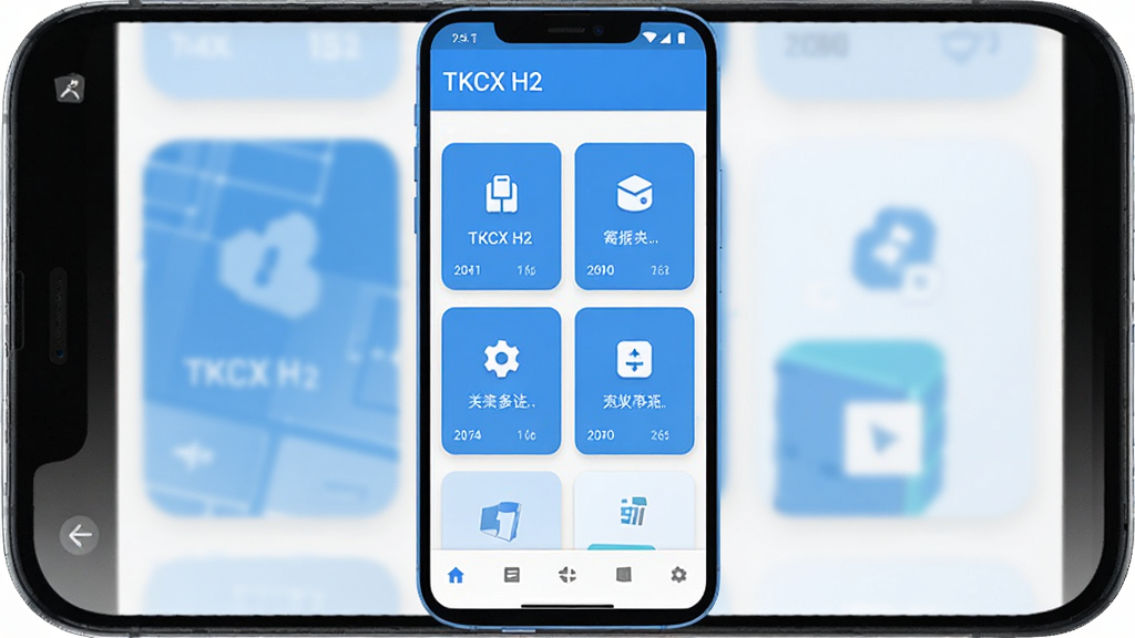 һ��չʾ��׿�ֻ�Ӧ�ý����ͼƬ��������һ���ִ������ֻ�����Ļ����ʾ TKCX H2 Ӧ�õ������棬���ּ�࣬������Ӧ�����ơ�TKCX H2�����в�Ϊ���ܿ�Ƭʽ���У��ײ�Ϊ��������������Ϊ��ƽ���Ƽ��磬��ɫ������Ϊ����ϸ�����������ʸɾ����޶���Ԫ�أ��ʺ���Ϊ��������վԤ��ͼ