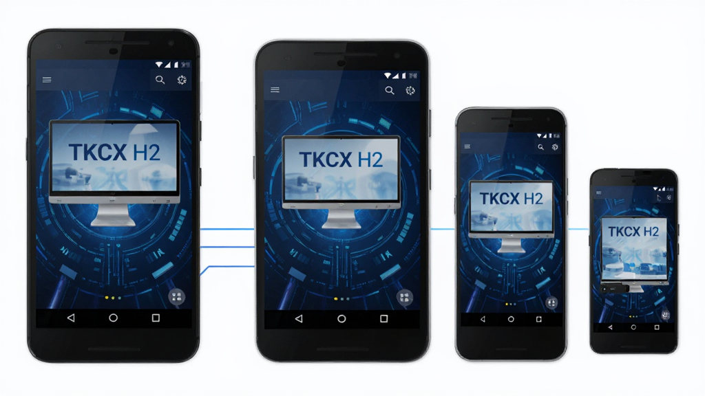 �ಿ��ͬ�ߴ�İ�׿�ֻ�����չʾ��ÿ���ֻ���Ļ�ж���ʾ TKCX H2 Ӧ�õ����л��棬����Ϊ�Ƽ��������������רҵ��ͻ��������TKCX H2���ڶ��豸�ϵļ����ԣ����ʸɾ����޶���Ԫ��