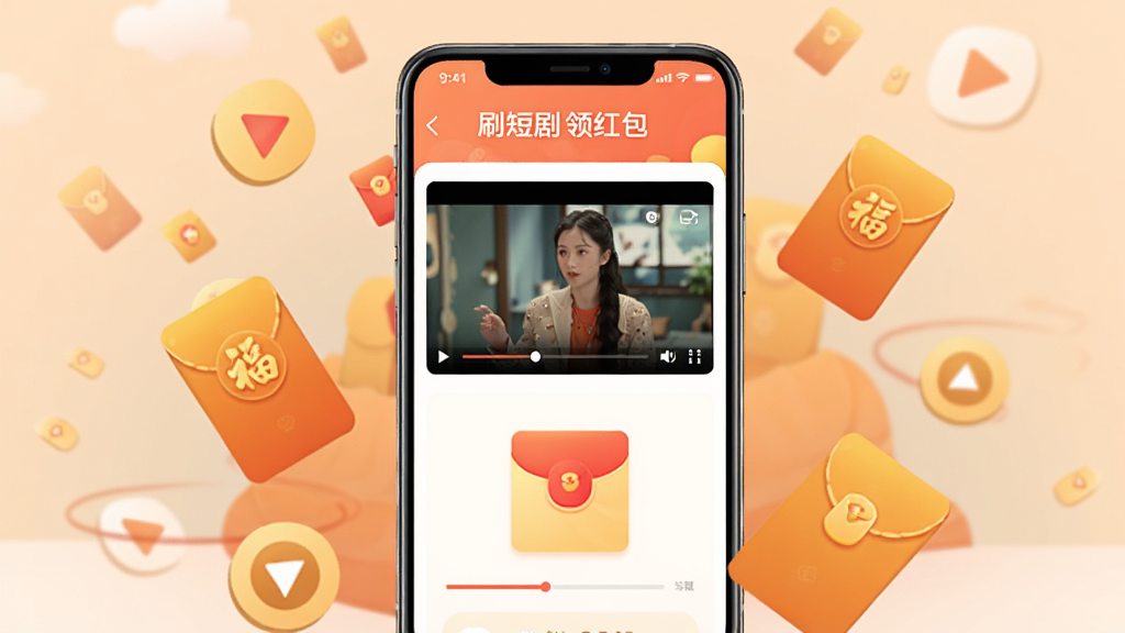 画面主体是一部竖屏智能手机,屏幕中显示着