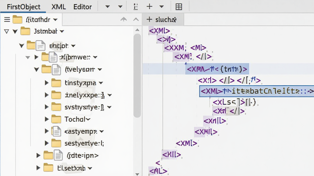 FirstObject XML Editor ���νṹ�������չʾͼ����������Ϊ���������е����νڵ��б����ڵ����ļ��к��ĵ�ͼ�����֣����ֽڵ㴦��չ��״̬��ʾ�Ӽ����ݣ��Ҳ�ͬ��������ʾ��ӦXML���룬����Ϊǳ��ɫ�����������Ϊרҵ������ͼ���ϸ�ڰ����ڵ������ߡ�չ����ͷ������ѡ��״̬����������������ɾ����޶���Ԫ��