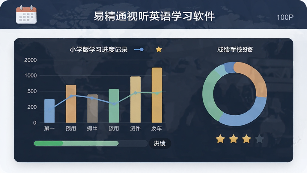 һ��չʾ�׾�ͨ����Ӣ��ѧϰ������Сѧ�棩ѧϰ���ȼ�¼��ͼƬ������������ѧϰ����ͼ�����棬��ʾ��״ͼ�ͻ���ͼ������Ϊ����ͳ�ƽ��棬���ֲ������½ṹ�Ű棬���Ϊ��Լ����磬ϸ�ڰ�������ͼ�ꡢ���������ɼ��Ǽ���ͳ��ͼ��������Ϊ����1080P������ɾ����࣬�޶���Ԫ��