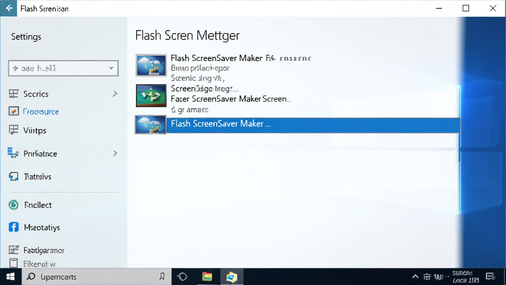 һ��չʾ������Ļ�����������ý���Ľ�ͼ���ͼƬ����������һ����Ϊ Flash ScreenSaver Maker ��������Ŀ��ѡ�У�����Ϊ Windows ���ô��ڣ�������дʵ�������������޶���Ԫ��