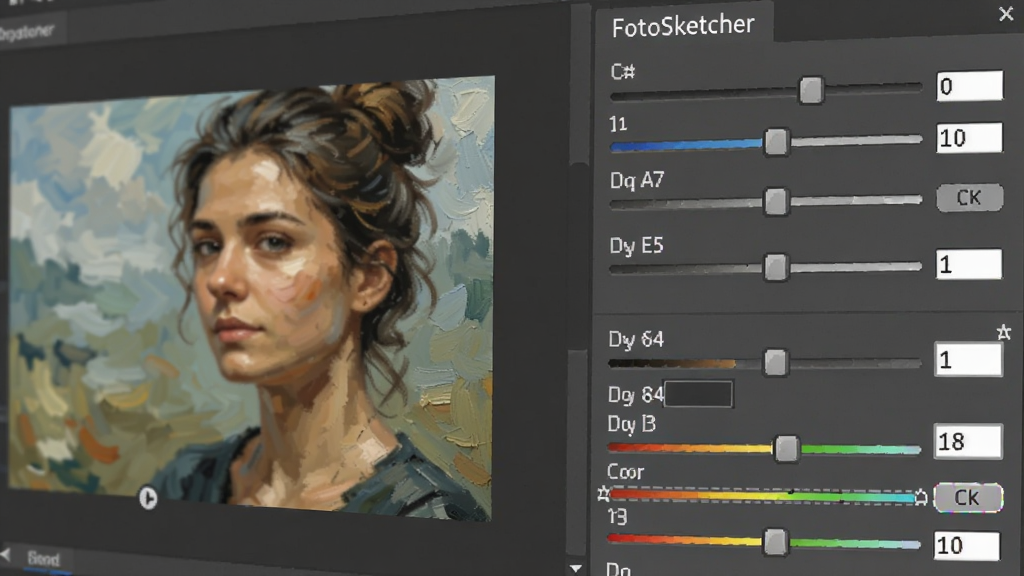 FotoSketcher �������������д������չʾ���������Ҳ�Ļ�������ֵ������û�����΢���ͻ�Ч���ıʴ���С��ɫ�ʱ��Ͷȣ����Ԥ������ͬ����ʾ�������Ч�������Ϊ�������������ͼ��ϸ�ڰ��������Ļ���������ֵ��ǩ��Ԥ���Աȣ����ʸ��壬�޶���Ԫ�ء�