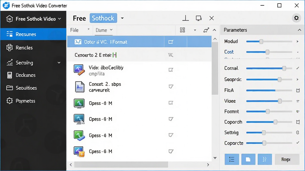 һ�Ÿɾ��������������չʾͼ�������� Free Sothink Video Converter �����ڣ�����Ϊ��๦�ܵ������в��ļ��б����Ҳ����������壬�Ű����������Ϊ�ִ���Լ�Ƽ��磬ϸ�ڰ�����ɫ������ť����ʽͼ�ꡢ�����������ʸ��壬�ɾ����޶���Ԫ��