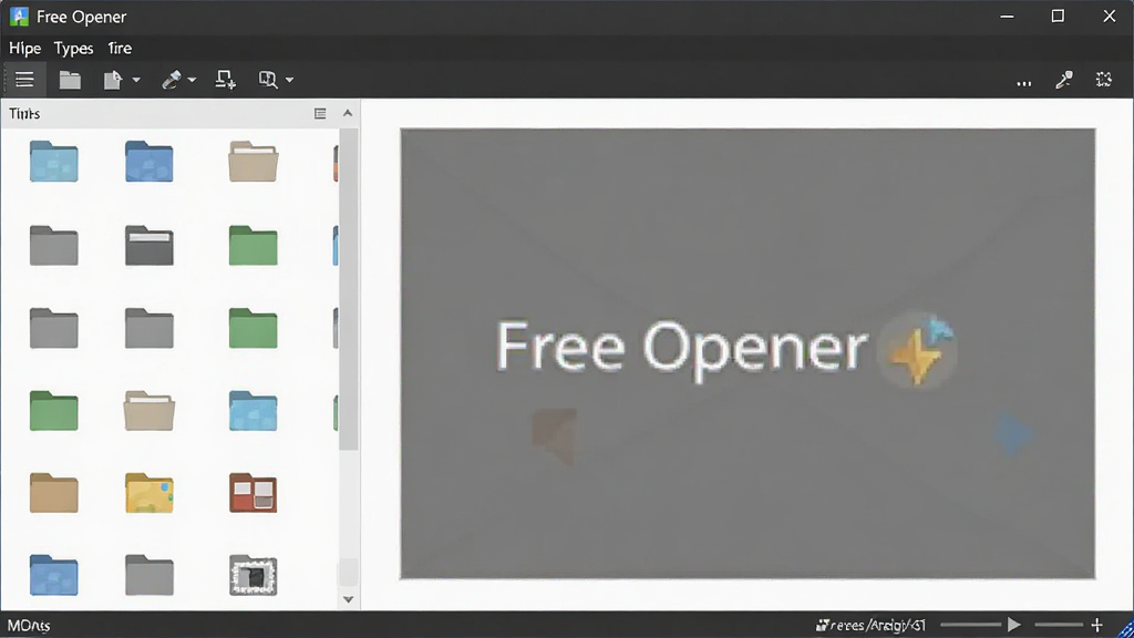 һ�Ÿɾ�������������չʾͼ������������ Free Opener �����ڣ����Ϊ�ļ�����ͼ���б����Ҳ�ΪԤ���������岼�����������Ϊ�ִ���ƽ����ƣ�ϸ�ڰ����˵�������������״̬�������ʸ��壬�޶���Ԫ�ء�