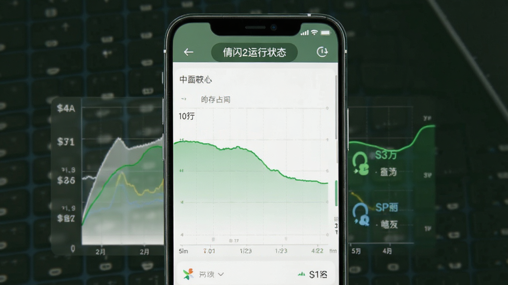主体为手机系统资源监控界面,显示内存占用曲线平稳,界面顶部标注“倩闪2运行状态”,布局为上下结构,排版清晰,风格为数据可视化简约风,细节上曲线颜色为绿色,画质清晰,干净,无多余元素