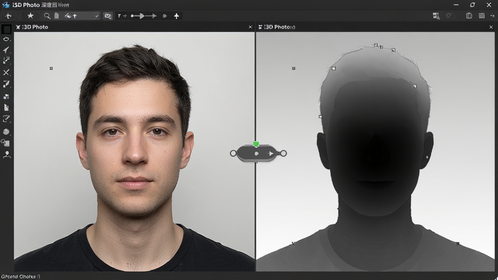 i3D Photo���ͼ�༭������д��������������������һ������Ф����Ƭ���Ӧ�ĻҶ����ͼ������ʾ������Ϊ���ҶԱ���ͼ���Ű��д��п���ק����ȵ����ڵ㣬���Ϊרҵͼ�����������ϸ�ڰ������ͼ������������������������ƽ������������������ɾ����޶���Ԫ��