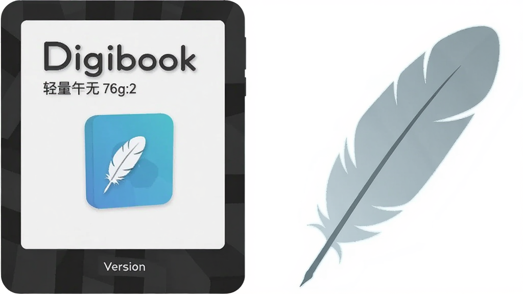 һ��չʾDigibook�Ķ��������޹���ص��ʾ��ͼ��������������װ����һ����ë���Űڷţ����־��У��Ű��࣬���Ϊ�����ƽ����ϸ�ڰ�����װ���ϱ�ע�������ƺͰ汾�ţ���ë��������������Ϊ����ɫ����������������ɾ����޶���Ԫ��