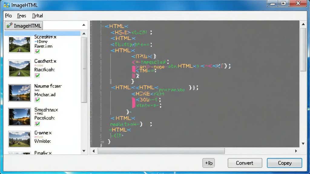 һ��չʾ ImageHTML ������ Windows ���������е����������ͼ���������������ھ��У������ͼƬ�б����Ҳ������ɵ� HTML ���룬�ײ���ת���͸��ư�ť���������� ImageHTML ��ʾ�ڱ�������������Ϊ����ʵ�õĹ����������棬���ʸɾ����޶���Ԫ��