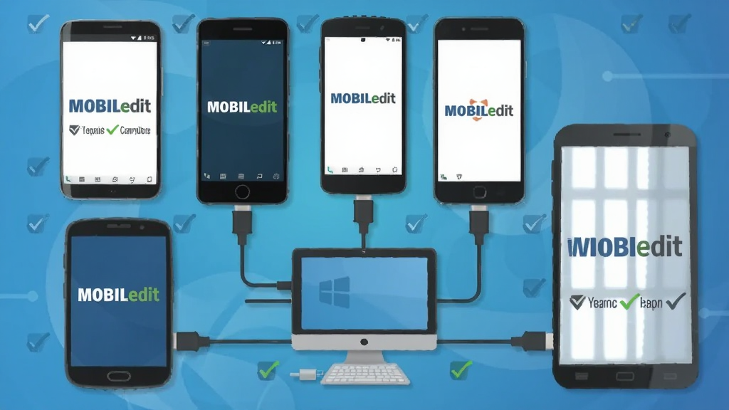 һ��չʾ MOBILedit �豸�����Ե�ͼƬ�����������жಿ��ͬƷ�Ƶ������ֻ���ÿ���ֻ���Ļ��ʾ��Ӧ��Ʒ��Logo���ֻ�֮��������������������ĵ���ͼ�꣬����Ϊ���ĿƼ������䣬���Ϊ��ƽ����Ϣͼ��ƣ�ϸ�ڰ�����������������Թ�ѡ��ǣ���������������ɾ����޶���Ԫ��