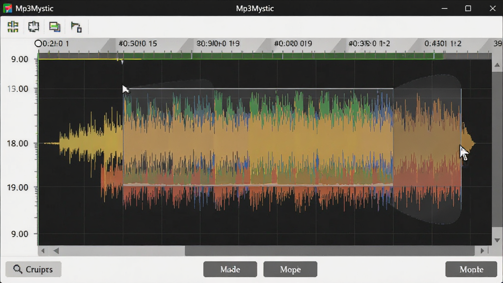 һ��չʾ��Ƶ���α༭�����ͼƬ�������� Mp3Mystic ������������ʾ��ɫ��Ƶ���Σ�ʱ�������������ָ������ѡȡһ�����򣬽���ײ��вü���ϲ���ť��������רҵ��࣬���ʸ��壬�޶���װ��