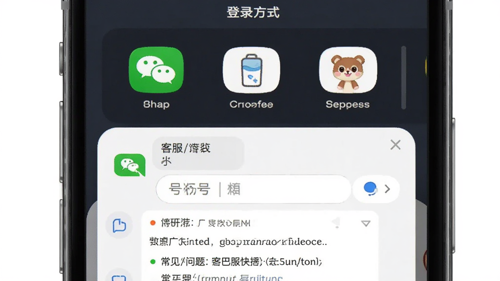 �ͰͿ�Ϳͷ����ƽ̨��¼���棬����Ϊ�ֻ���Ļ�������Ϸ���ʾ��¼��ʽͼ�꣬�·�Ϊ�ͷ��Ի����ڣ��Ű��࣬����Ѻã�ϸ�ڰ���΢��ͼ�ꡢ�ֻ��������ͳ��������б��������������ɾ����޶���Ԫ��
