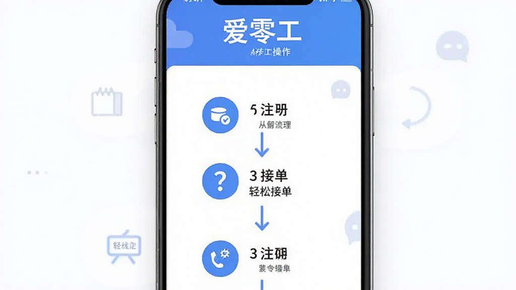 ���㹤APP��������ʾ��ͼ������Ϊ�ֻ�����չʾ��ע�ᵽ�ӵ���ɵĲ�������������Ϊ��������ͼ��ʽ���Ű����������Ϊ��Լ����磬ϸ�ڰ���������š�ͼ�ꡢ˵�����֣����ʸɾ����޶���װ�Σ�ͼƬ��������ʾ�����㹤���͡����ɽӵ�����