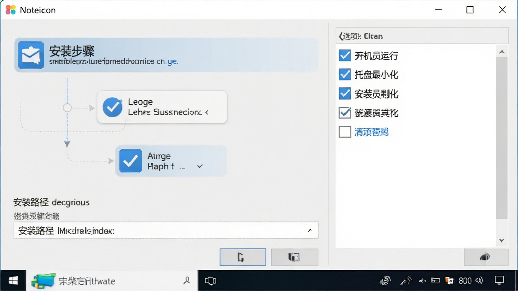 ����ΪNoteicon������Windowsϵͳ�µİ�װ�������������棬����Ϊ��లװ���衢�Ҳ�ѡ���б����Ű��������Ϣ��ȷ�����Ϊ��ˬ�����������磬ϸ�ڰ���������Ա���С���������������������С�����ȹ�ѡ���װ·��ѡ��򣬻��ʸ��塢�ɾ����޶���Ԫ��